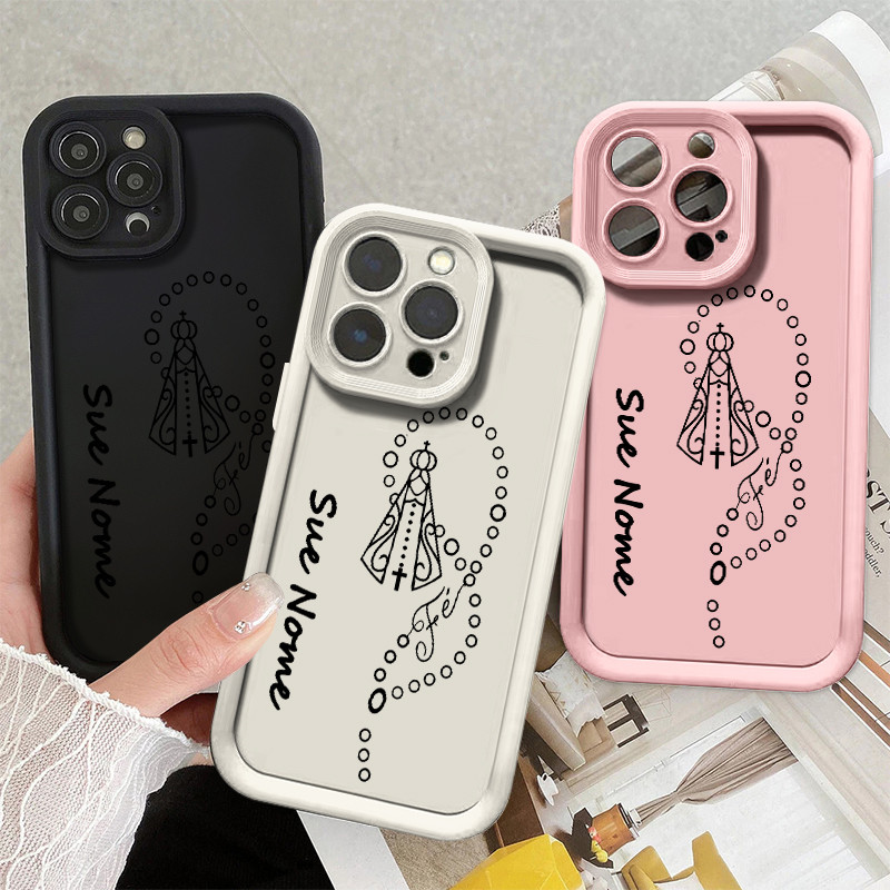 Capinha capa de personalizado Nossa Senhora Aparecida Line art para iPhone 11 12 13 16 17 15 14 pro max 16 15 Plus capa