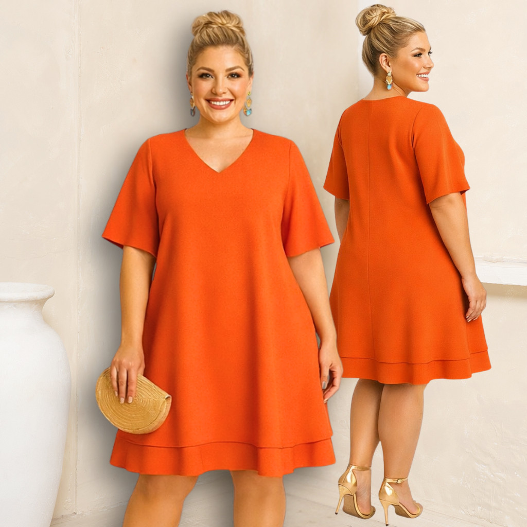 Vestido Feminino Soltinho com Babado Manga Curta Casual e Chic - Plus Size G1 ao G3  - Cores Tendencia 2026 em Oferta na Shopee
