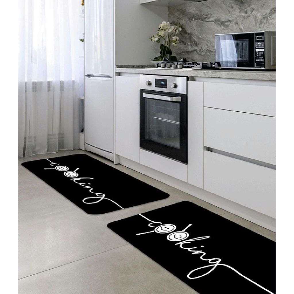 Jogo De Tapetes Para Cozinha Wevans Preto