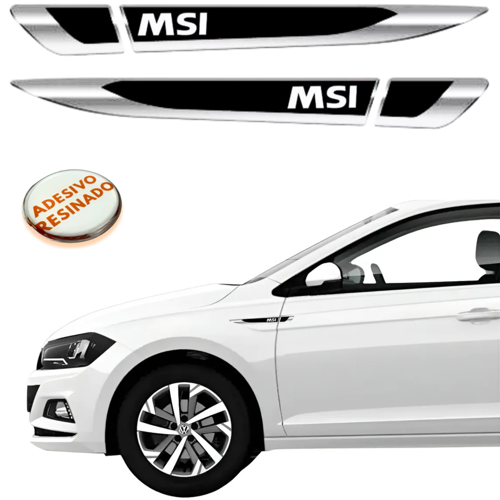 Par Aplique Lateral Adesivo Resinado Volkswagen Compatível Polo Virtus Gol MSI Prata em Oferta na Shopee