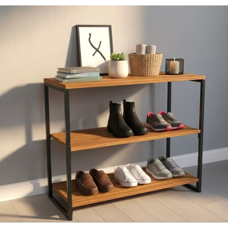 Sapateira Organizadora- Madeira e Metal-Três Andares em Oferta na Shopee
