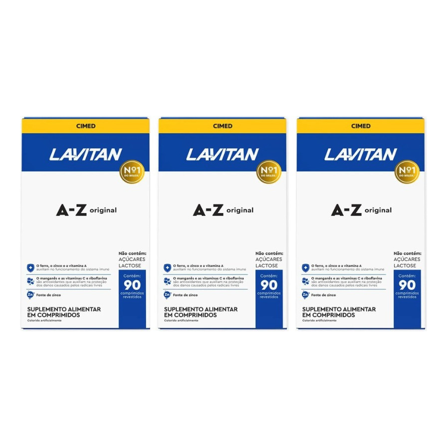 Lavitan Multivitamínico A-z Original Cimed 90 Comprimidos - Kit com 3 Unidades