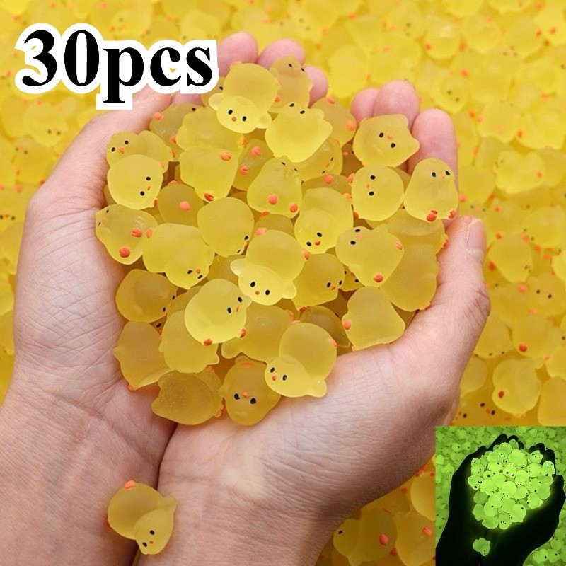 30 Peças/20/10 Desenho Animado Fofinho Amarelo Que Brilha No Escuro Frango De Pelúcia Na Moda Faça Você Mesmo Boneca Inf