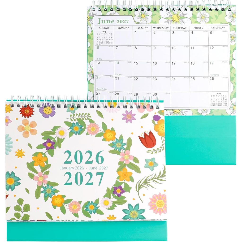 Calendário De Mesa 2026 , 18 Meses Pequeno 2026-2027 , Calendários Flip Em Pé , Planejador De Com Lista De Tarefas Feria
