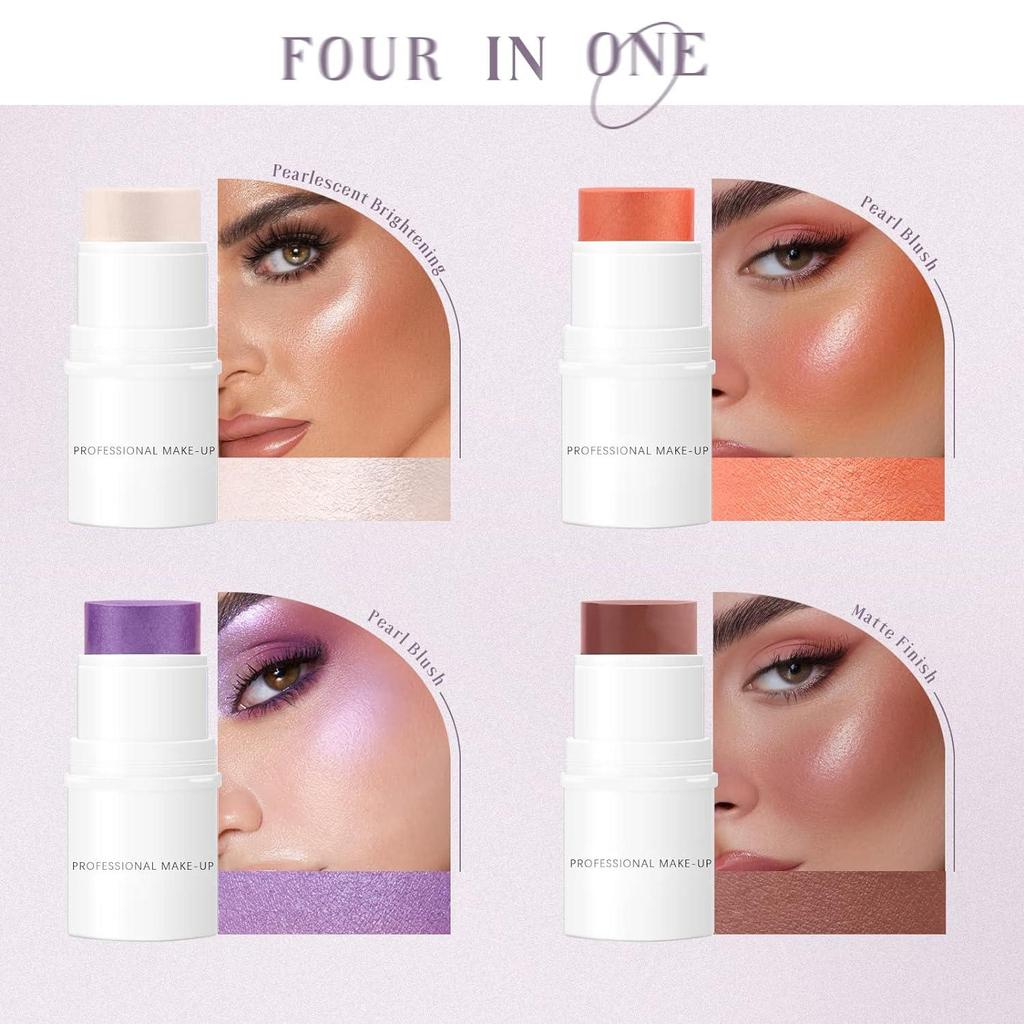 Bastão de Maquiagem Cremoso 3 em 1 Stick multifuncional Blush Batom Sombra Make rápida em creme fácil de esfumar em Oferta na Shopee