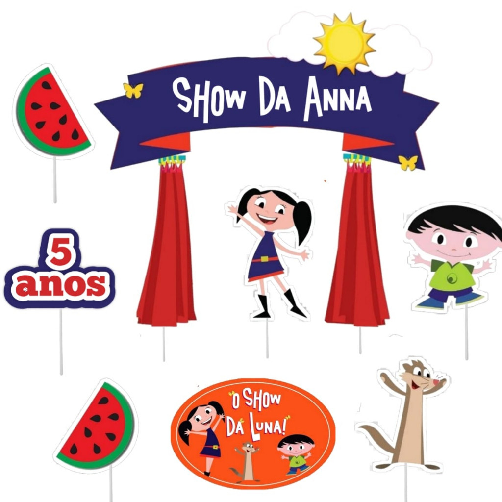 Topo Topper Decoração De Bolo Enfeite Show da Luna em Oferta na Shopee