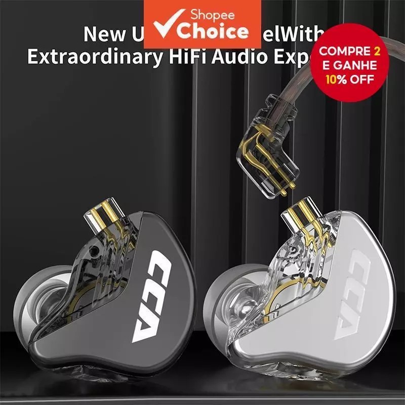 CCA CRA Pendurado No Ouvido Com Fio HiFi Headset Monitor Fones De Cancelamento De Ruído Sport Gamer De Alta Qualidade em Oferta na Shopee