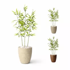 Bambu Artificial Grande Pedras Vaso Coluna Liso Decorar Sala
