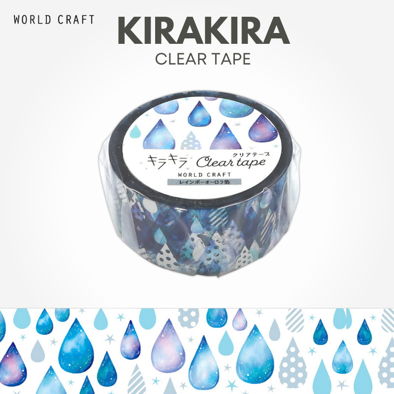 WORLD CRAFT KIRAKIRA Clear Tape - Rainbow Aurora Foil, Drops KCT20-021