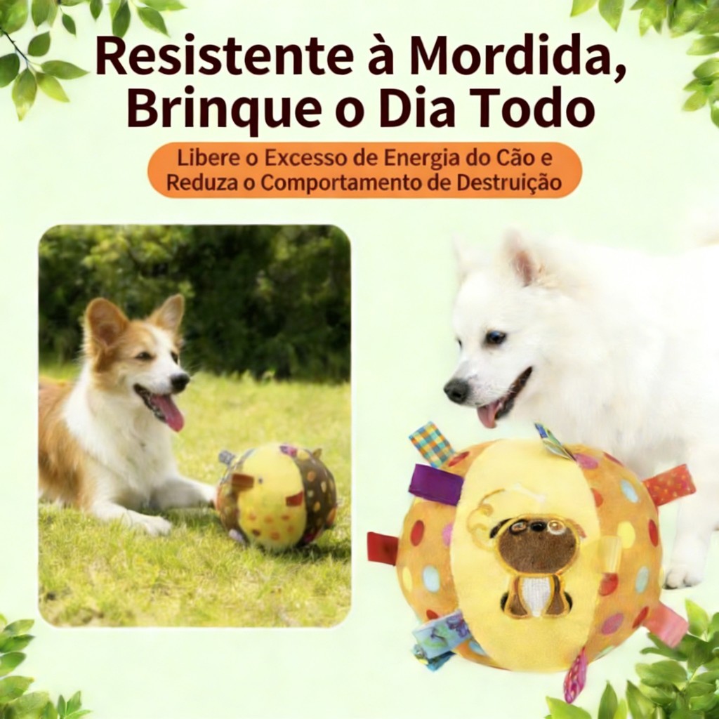 Bola de Pelúcia Sonora para Cães com Guizo Suave 15cm Morder Gastar Energia Aliviar Estresse