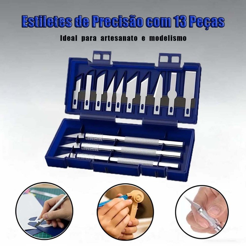 Kit de Estiletes de Precisão 13 Peças Profissional – Ideal para Artesanato, Modelismo e Artesão