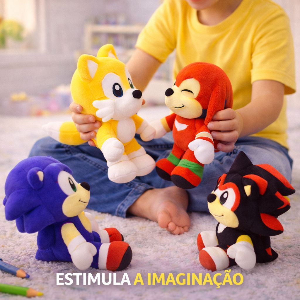 Boneco do Sonic Tails Amy Shadow Knuckles Silver 4 Urso de Pelucia Brinquedo Menina Menino pelúcias