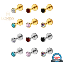 Piercing Labret Orelha Titânio com Zircônia Colorida Multiuso: Helix Tragus Nariz Conch Boca Antialérgico e Bril