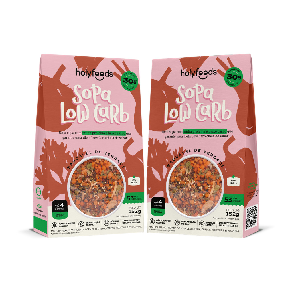 Kit HolyFoods 2x Sopa Low Carb 152g em Oferta na Shopee