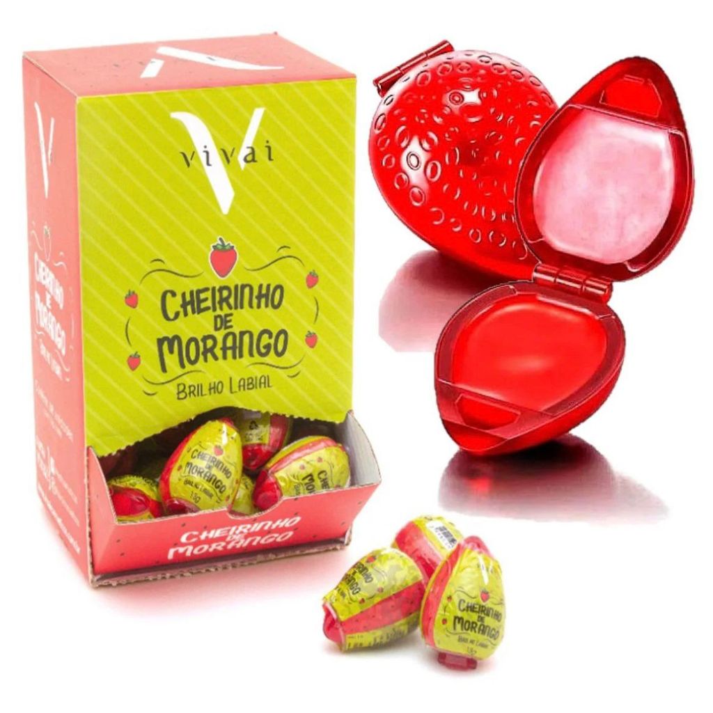 2 unidades brilho labial cheirinho de morango marca vivai nostalgico maquiagem infantil