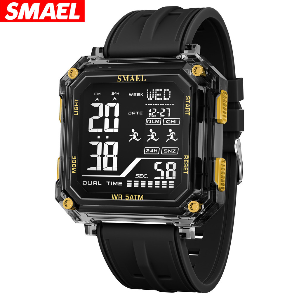 SMAEL mostrador quadrado Digital pequeno masculino feminino relógio estudante Casual moda cronômetro despertador relógio