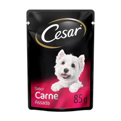 Kit Ração Úmida Cortes Selecionados Carne Assada ao Molho Para Cães Adultos 20 Unidades Cesar Sachê