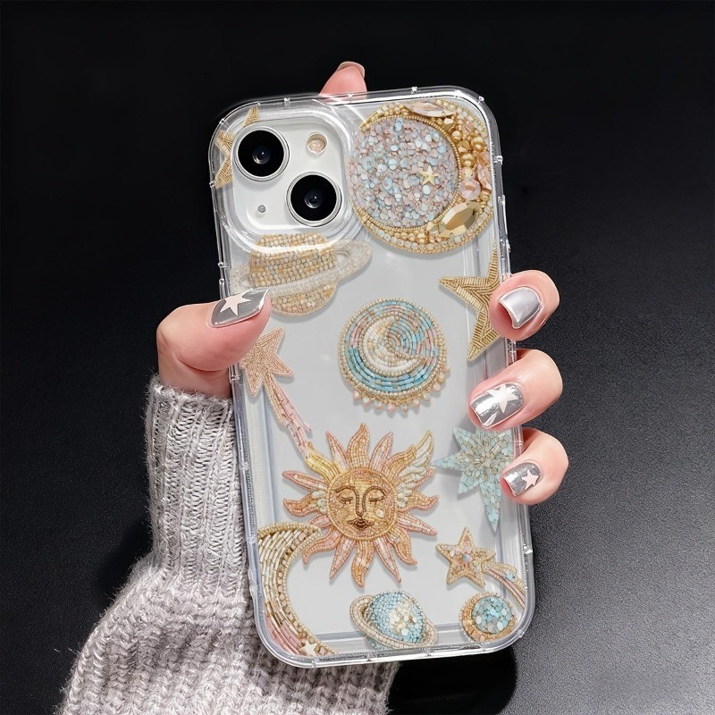 Sun Estrelas Universo Design Caso De Telefone Para iPhone 17 16E 15 12 13 14 11 Pro Max 7 8 Plus XS Capa Macia