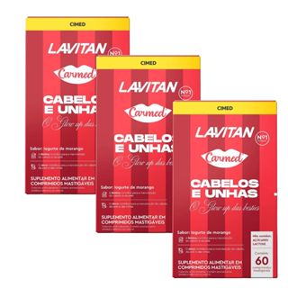 Kit 3 unidades do Lavitan Carmed Cabelos e Unhas com 60 Comprimidos em Oferta na Shopee