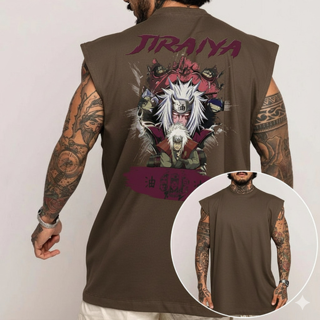 Camiseta Regata Oversized Longa Geek Jiraiya Moda Sábio Cost