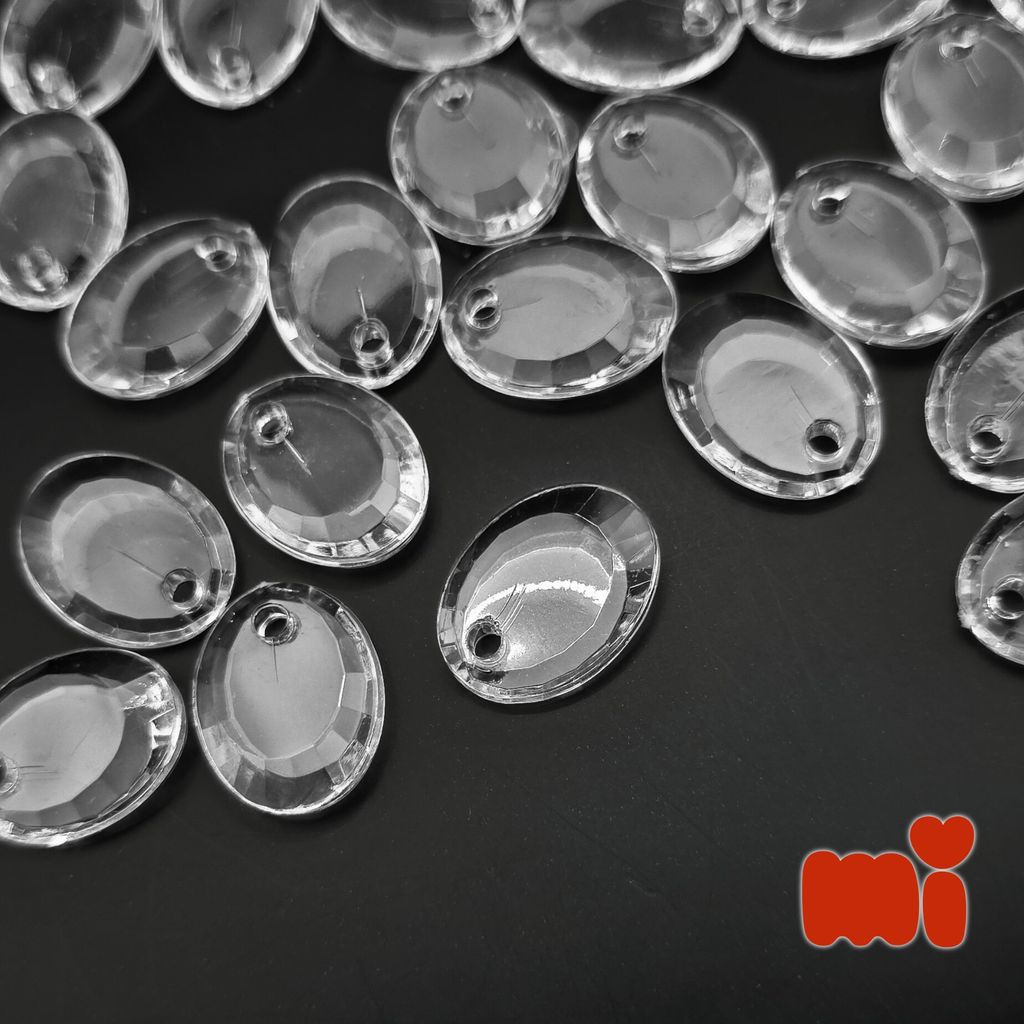 Pingente Lentilha 13x18mm em Acrílico Cristal – Kit 50 a 250 unidades
