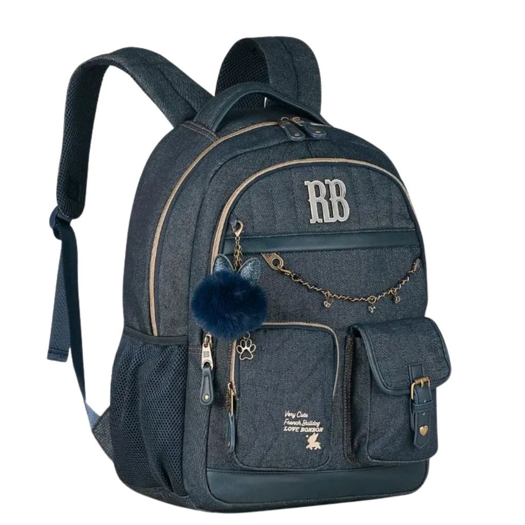 Mochila De Costas Escolar Juvenil Rebecca Bonbon Jeans Original RB27024