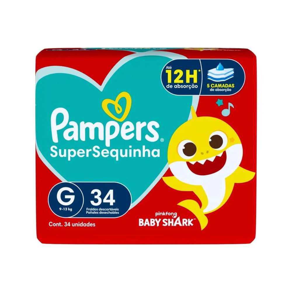 Fralda Descartável Pampers Supersequinha Mega G 34 Unidades em Oferta na Shopee