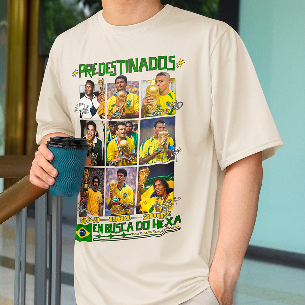 Camiseta Brasil Masculina Copa Do Mundo R9 Pelé Romário Futebol Camisa Algodão Premium