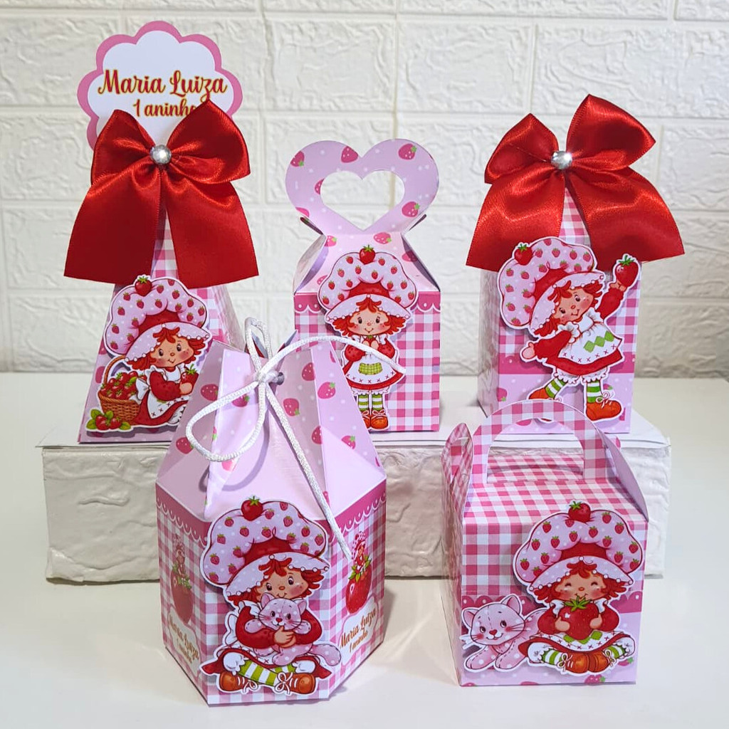 Kit Festa Personalizados MORANGUINHO ANTIGA VINTAGE caixinhas para lembrancinha aniversário