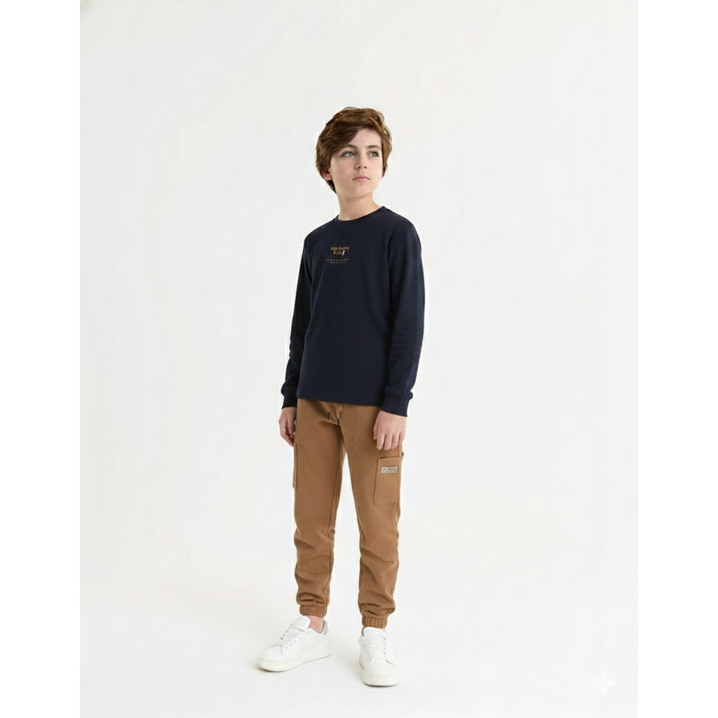 Conjunto Juvenil Camiseta Malha Jogger Moletom Onda Marinha