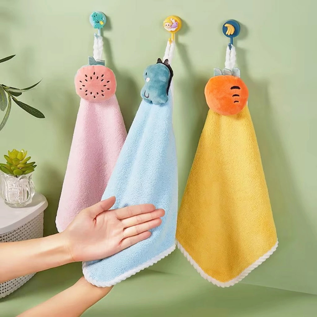 Kit 5/4/3/2/1 PCS Bate Mão/ Toalha Pano De Mão Para Pendurar Limpar Secar Água Para Banheiro E Cozinha Fofo Colorido