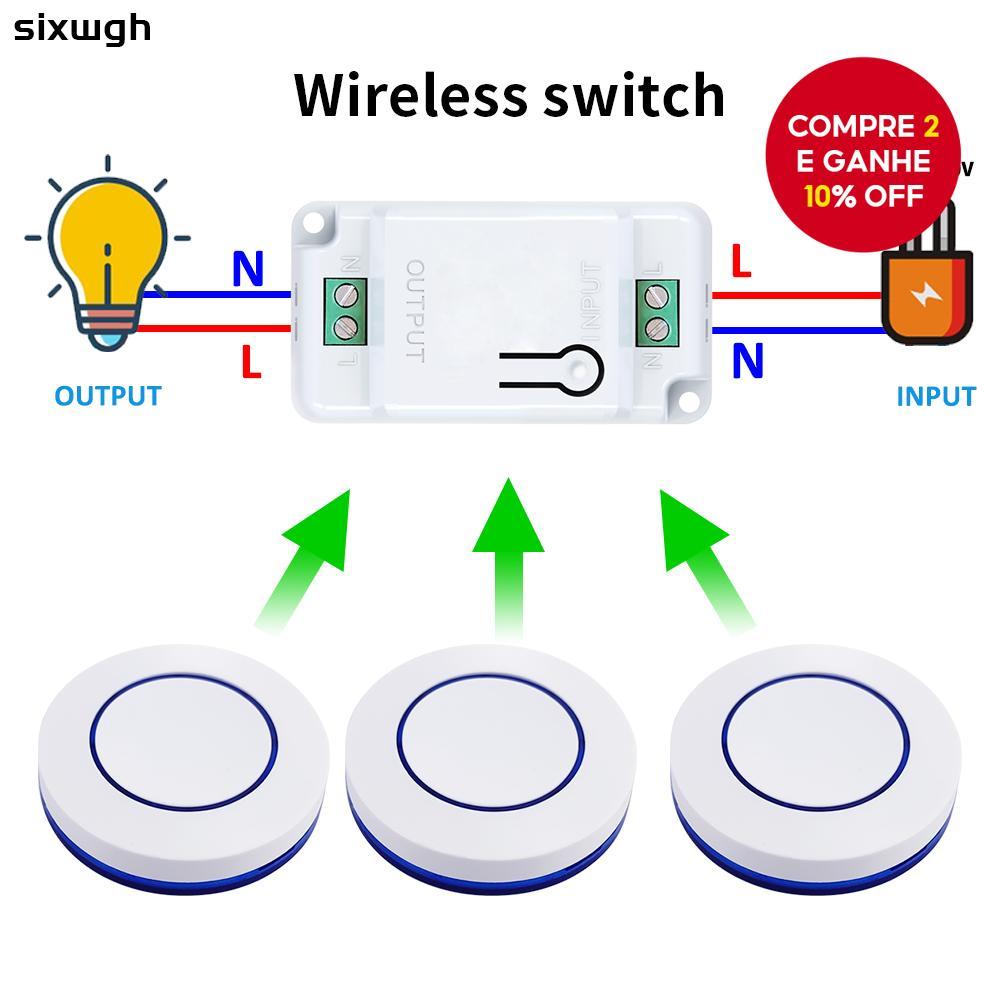 Interruptor sem fio Controle remoto 433MHz RF Botão de pressão para lâmpada Ligar/Desligar Eletrodoméstico doméstico