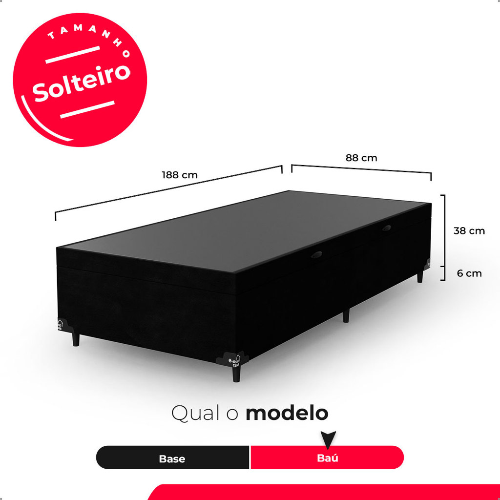 Baú Box Solteiro - Suede Preto · foto 2