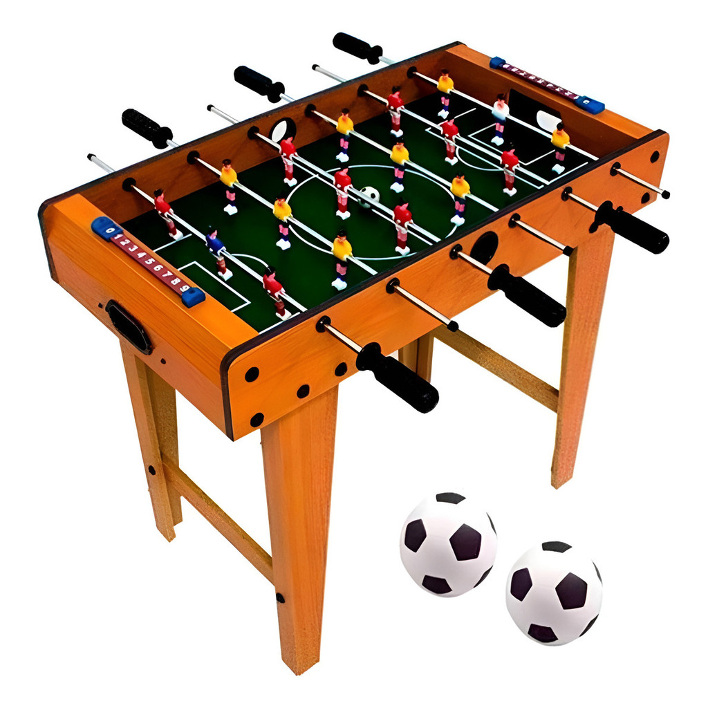 Jogo De Mesa Pebolim Totó Desmontável Com 02 Bolas De Futebol Bonecos Marcadores De Pontos Brinquedo Infantil Divertido