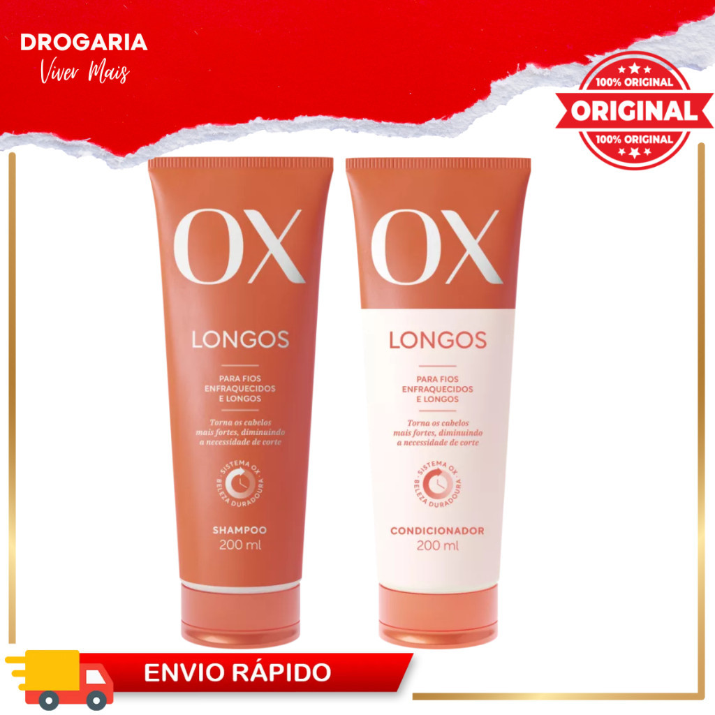 Kit OX Linha Longos Shampoo + Condicionador 200ml.