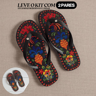 Kit 2 Sandália Feminina Havares Chinelo Confortável Design Versátil Preto Coracao em Oferta na Shopee