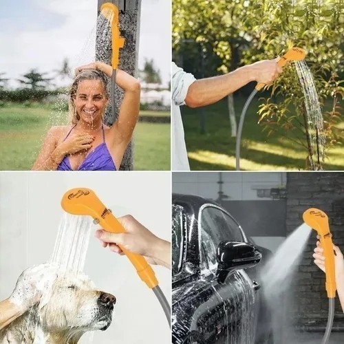 Chuveiro Acendedor Carro Laranja Camping Ducha Banho Lavagem Veicular