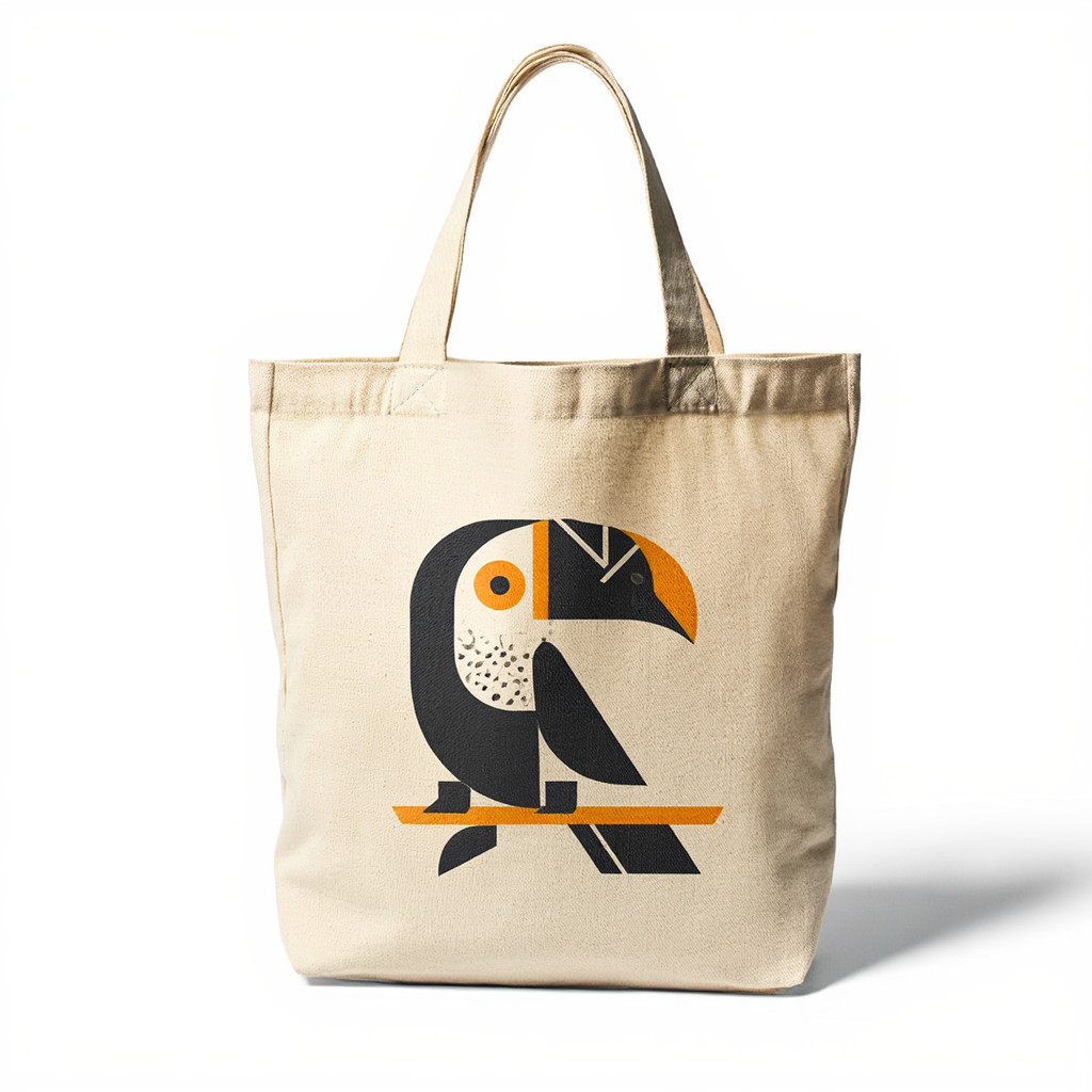 Sacola Ecológica Ecobag De Algodão Cru Estampado Ave Tucano Passáro Animal Grande