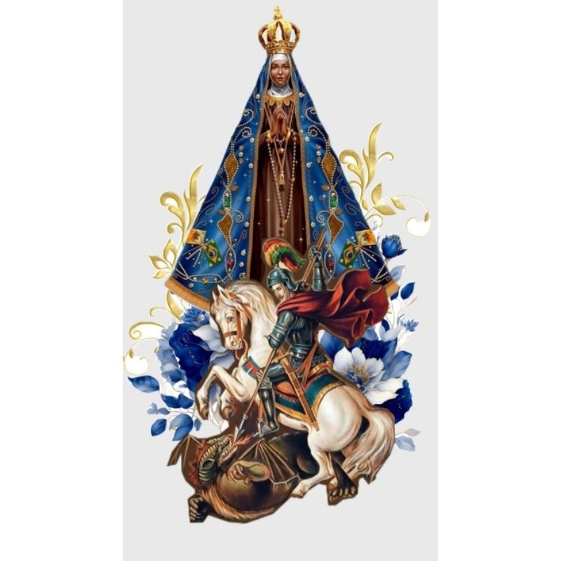 quadro decorativo personalizados nossa senhora Aparecida e são Jorge quadro de luxo ambiente moderno