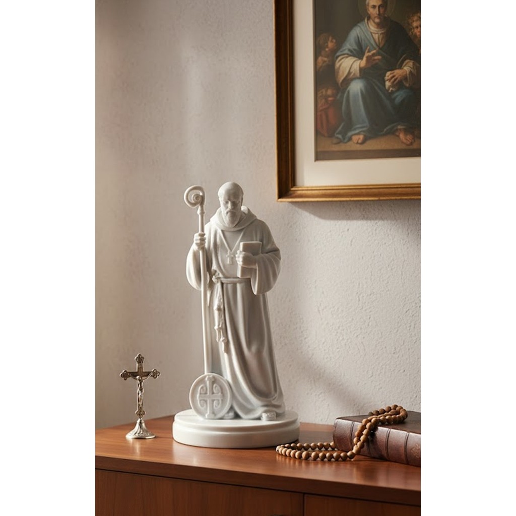 Estátua São Bento Proteção Fé Cristã 3 Tamanhos 10 a 20cm em Oferta na Shopee
