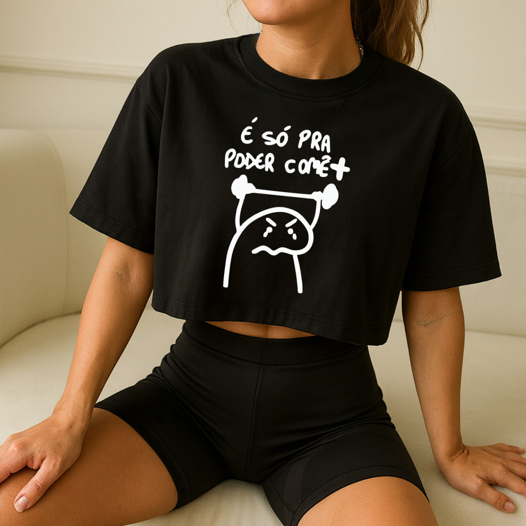 Cropped Feminino Oversized Blusa Estilosa T-Shirt Feminina Treino Academia 100% Algodão Fitness