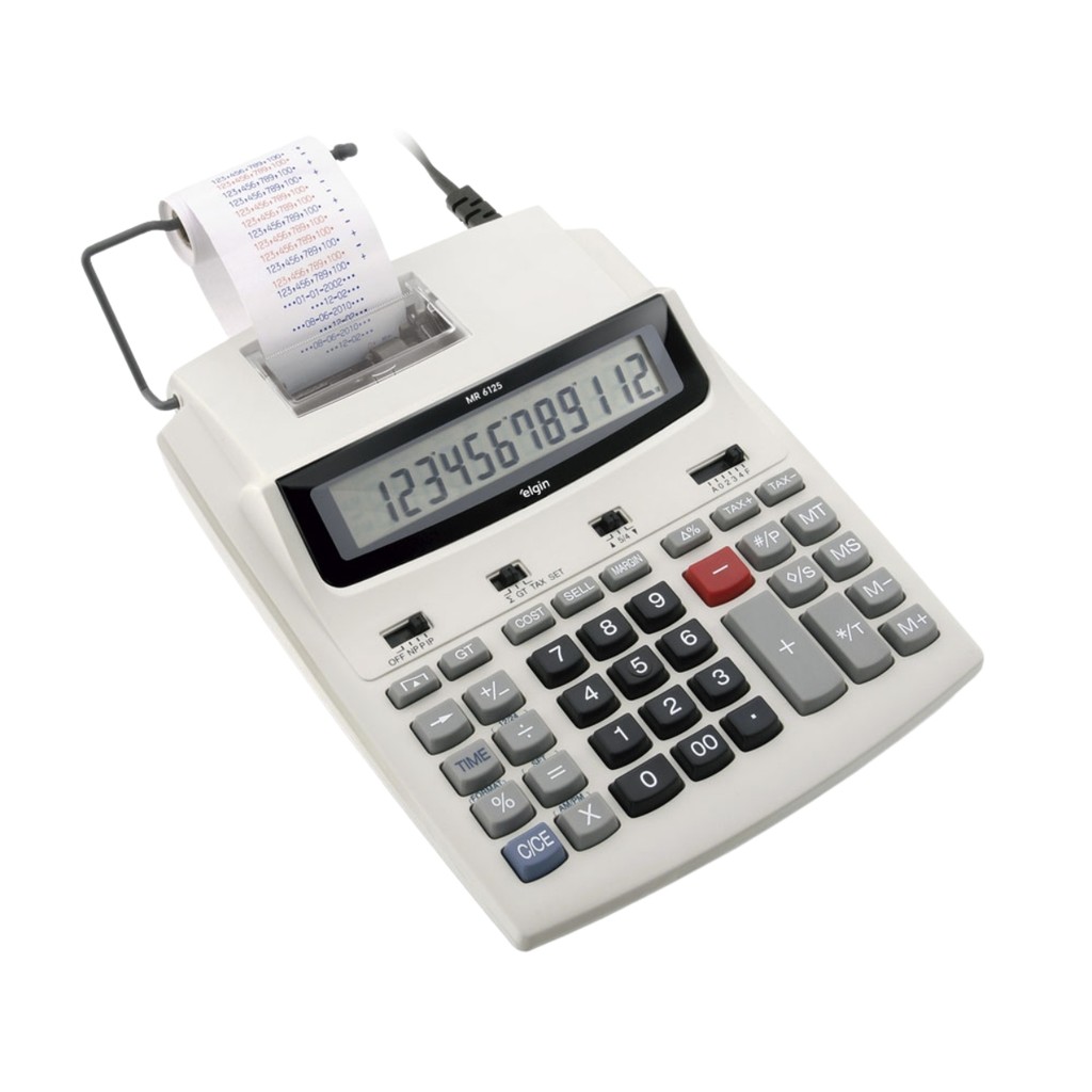 Calculadora Mesa C/Bobina 12 Dígitos Bivolt MR6125 Pro Elgin