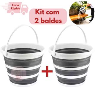 Kit 2 Baldes Retráteis Silicone Dobrável Com Alça 10 Litros Flexível Multiuso Para Casa Apartamento em Oferta na Shopee