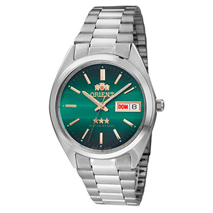 Relógio Orient Masculino Automático 3 Estrelas Prata Fundo Verde 469WA3NHE1SX Original