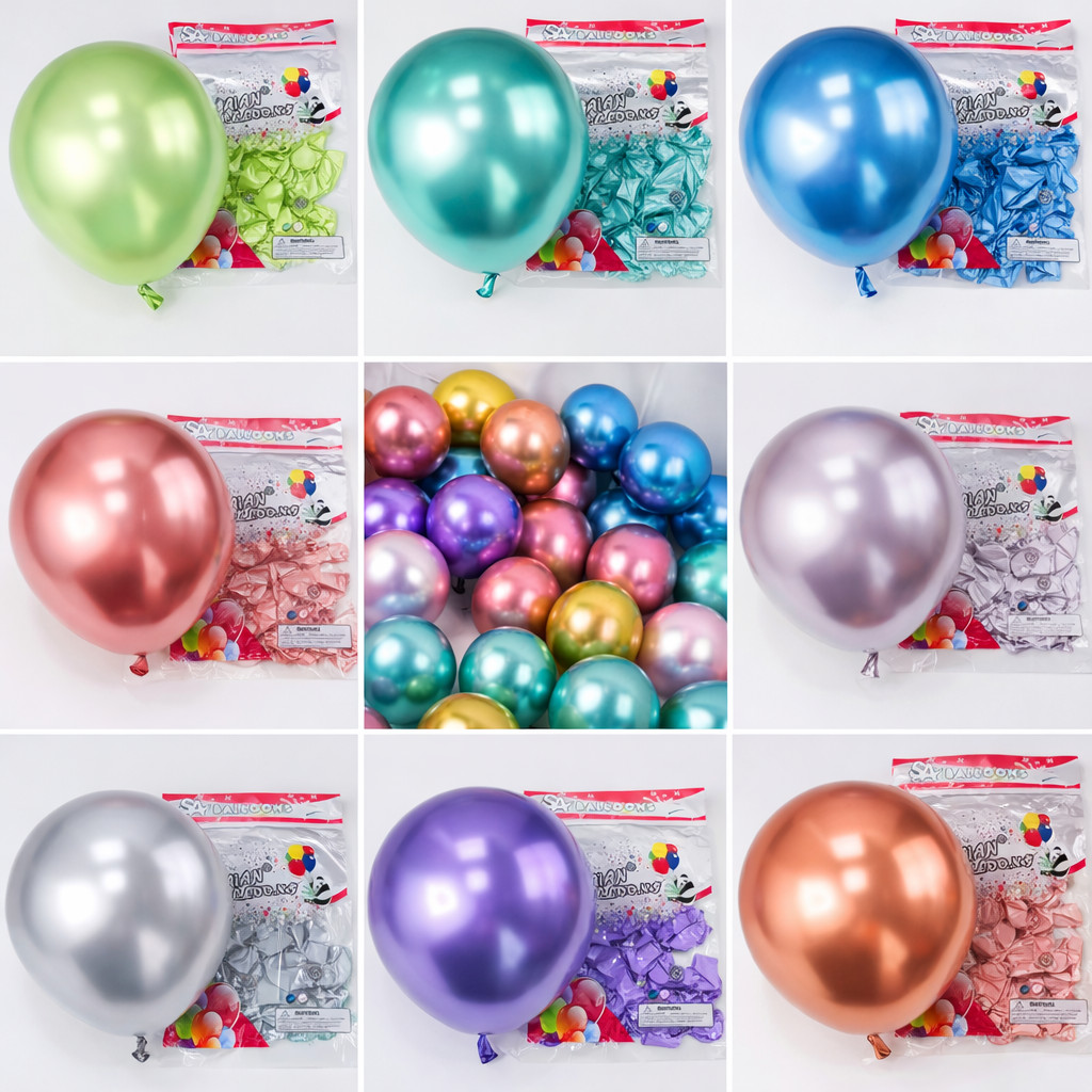 50 Balão Bexiga Metalizada Nº 10 Decoração Festa Aniversário Casamento Evento Painel em Oferta na Shopee