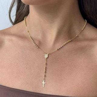 Terço de Nossa Senhora Aparecida de Pescoço Folheado Relicário Banhada em Oferta na Shopee