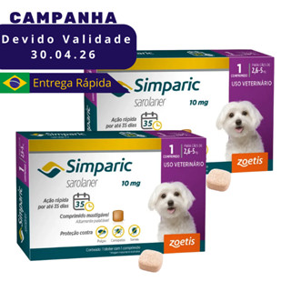Kit 2 Caixas Simparic Cães De 2,6 A 5 kg Antipulgas Carrapatos Sarnas 1 Comprimido VENC ABR26 em Oferta na Shopee