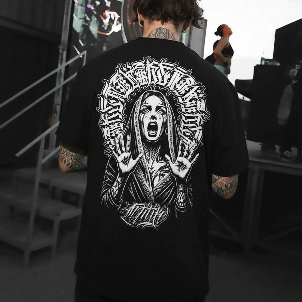 Camiseta Masculina Streetwear Gótica Surrealista Estampada Lançamento Camiseta 100% Algodão Camisetão - Excelencia