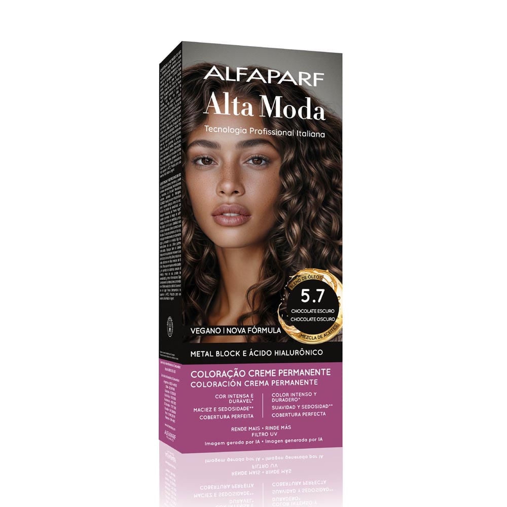 Tintura Creme Altamoda Alfaparf Castanho Luminoso Médio 5.7 Kit