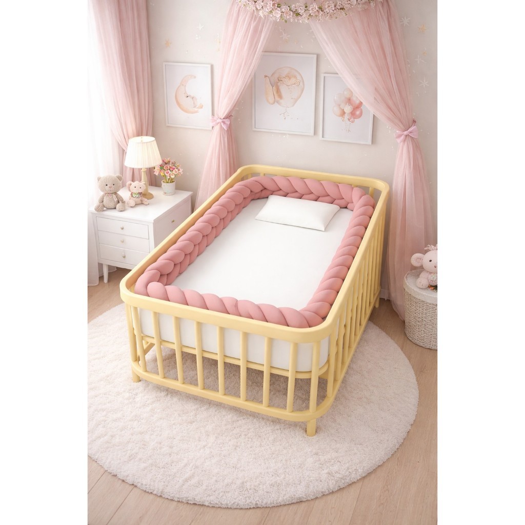 Protetor para Berço  e Cama Montessoriana Mini Berço Trança Aconchego 5 METROS / 4 METROS / 2,5 MTS